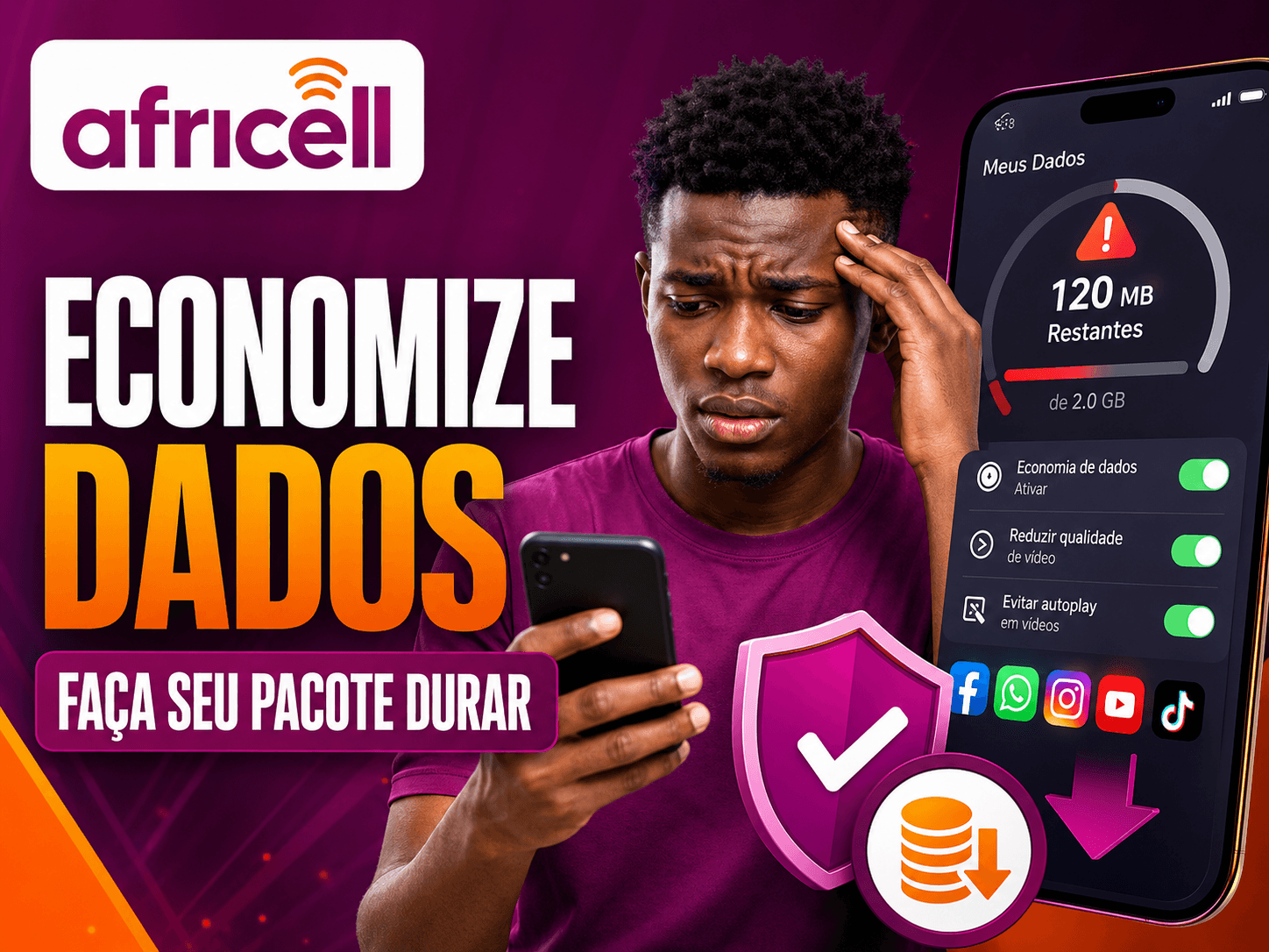 Seu pacote da Africell acaba rápido? Veja como economizar dados móveis todos os dias